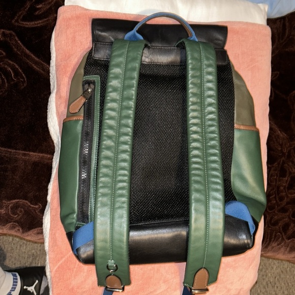 Coach Track Colorblock Leather Backpack Green Brown. - Picture 7 of 11